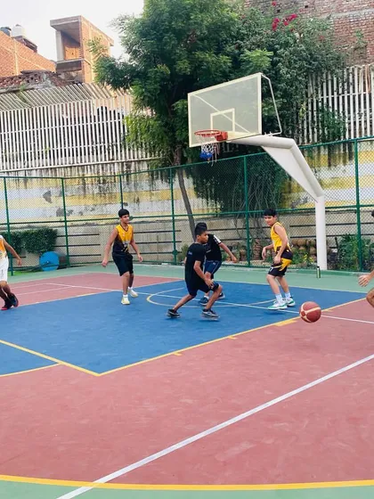 A player dribbles past a defender.