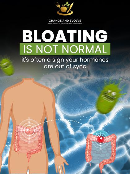 Bloating is not normal; it's often a sign that your hormones are out of sync. This graphic explains the connection between hormonal imbalance and digestive issues like bloating.