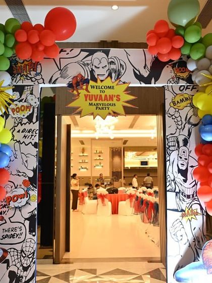 The grand entrance to Yuvaan's 'Marvel'ous party. I believe the excitement should start from the moment guests arrive.