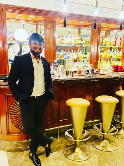 At the bar of a luxury hotel during an event. I work at many high-end venues and coordinate with their staff to ensure a smooth production.