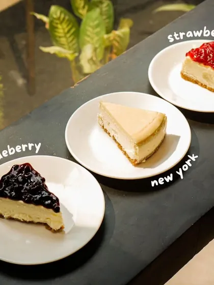 We have a cheesecake for every mood. Whether you love the classic New York style, the fruity tang of our Strawberry cheesecake, or the rich flavor of Blueberry, each slice is creamy, decadent, and completely eggless.