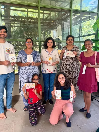 A happy group showing off their finished flower pounding projects. It’s wonderful to see such a variety of designs and the pride each person takes in their unique creation.