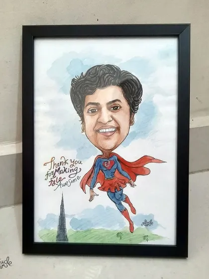 This framed caricature is a great example of a unique and personal gift for a coworker.