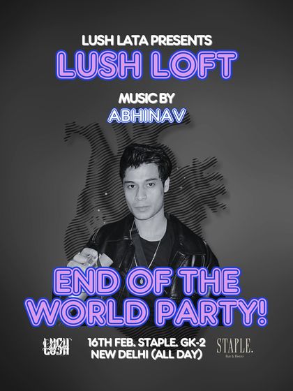 The artist poster for Abhinav. Each DJ brings their own unique flavor to the party, contributing to a night of unexpected musical discoveries.