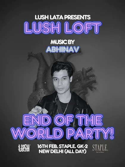 The artist poster for Abhinav. Each DJ brings their own unique flavor to the party, contributing to a night of unexpected musical discoveries.
