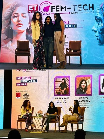 A composite shot from the panel I moderated at the ET Fem-Tech Summit. My role as a moderator is to facilitate a dynamic conversation that provides real value and practical takeaways for the audience.