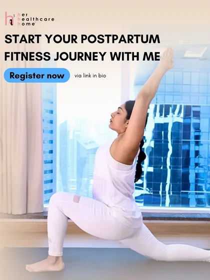 An inspiring call to start your postpartum fitness journey with me, featuring a powerful yoga pose that represents strength and renewal.