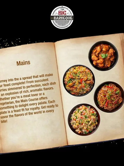Our book of mains tells a story of flavor. Journey into a spread of succulent curries, aromatic fried rice, and noodles, with options for every meat lover and vegetarian.