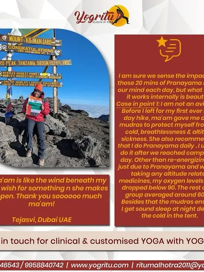 One of my clients, an avid hiker, used the pranayama and mudras I taught her during a multi-day mountain trek. While others struggled with altitude sickness, her oxygen levels remained stable without medication, and she slept soundly. This is the power of breathwork.