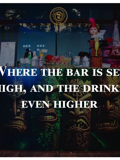 Our bar is set high, and our drinks even higher. This image captures our philosophy of aiming for excellence in both our bar design and our mixology.