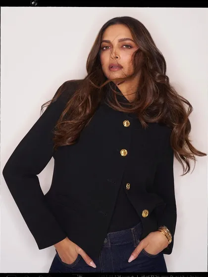 For this photoshoot, Deepika Padukone is wearing a set of my custom sheer nude press-on nails. This demonstrates the versatility and flawless finish of my press-on designs, perfect for quick changes on set.