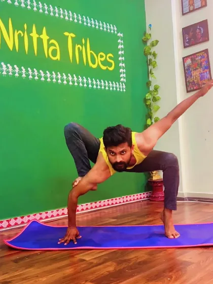 Working on the foundational elements of a twist. This standing pose opens the side body and prepares the shoulders for weight-bearing postures.