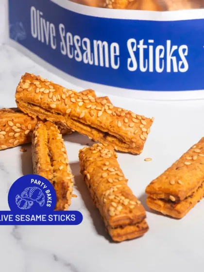 My Olive Sesame Sticks are another fantastic savoury option for events. Flaky, salty, and crunchy, they pair well with dips or can be enjoyed on their own.