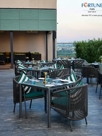 Our rooftop dining area offers a variety of seating options to suit any group size, all with a great view.
