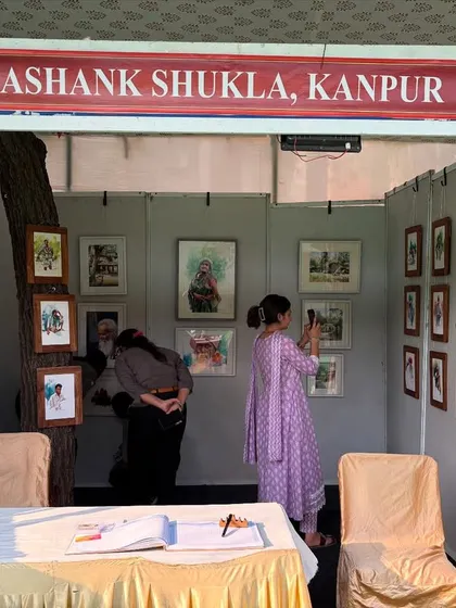 My stall at the Jaipur Kala Mela, where I had the opportunity to display my watercolor and pencil artworks. It's always a pleasure to meet fellow art lovers and discuss my work in person.