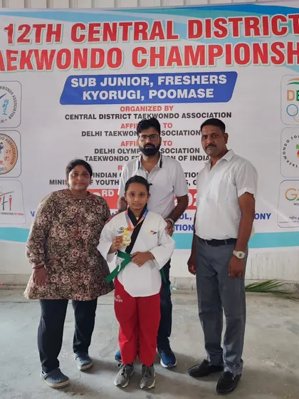 Congratulations to Sarisha Jha for winning Gold in the Poomsae (forms) category at the 12th Central District Taekwondo Championship. Her dedication to perfecting her technique is clear.