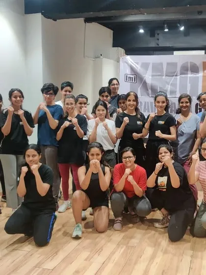 Participants in our women's-only self-defense workshop in Mumbai, held to celebrate International Women's Day. These public workshops are a great way for individuals to experience our training.