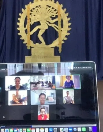 Even during our annual 108 Sun Salutation event, students from around the world join us online. This image shows our virtual participants, proving that community and connection know no distance.