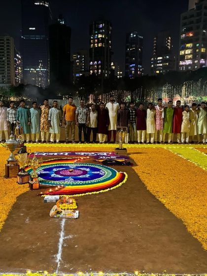 Our club members gathered for the Laxmi Pujan against the backdrop of the Mumbai skyline.