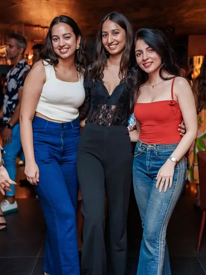 A group of friends looking stylish and ready to party at Kaze.
