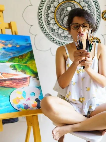 Always ready for the next project with my trusty brushes. Whether it's a vibrant landscape on canvas or a detailed mural, I'm always excited to start creating something new.