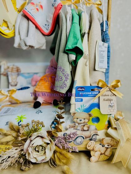 Another detail from our chic and classy baby shower wardrobe hamper. We included essentials like a silicone strip and other baby care items.