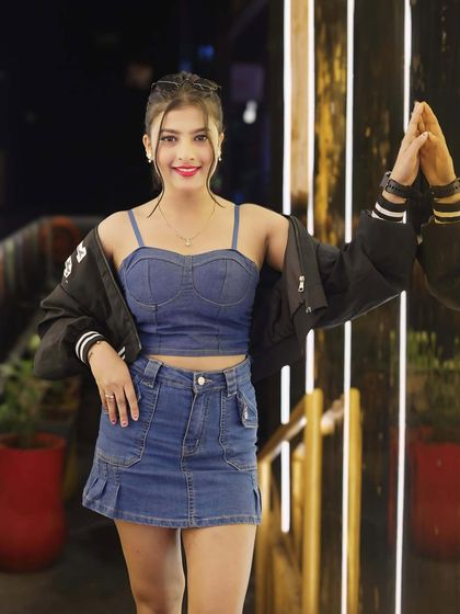 A guest rocking a full denim outfit. The crowd at my events is always fashionable and ready to party.