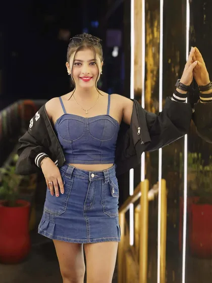 A guest rocking a full denim outfit. The crowd at my events is always fashionable and ready to party.