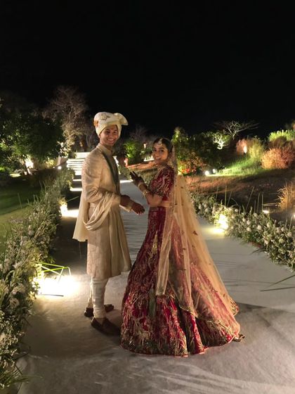 A beautiful portrait of the couple during their destination wedding night. Our involvement goes beyond dance; we become part of the celebration.