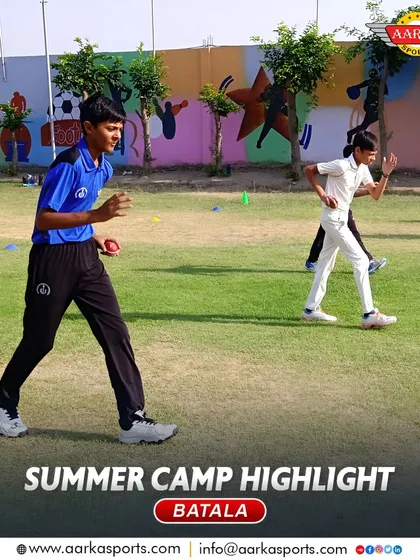 Young cricketers during a fielding drill at our summer camp. The camp is a great opportunity to improve all aspects of the game.