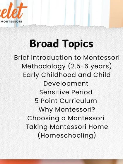Here are the broad topics we cover in my introductory workshop. We'll discuss the Montessori methodology for the 2.5-6 year age group, sensitive periods, the curriculum, and practical ways to bring Montessori principles into your home.