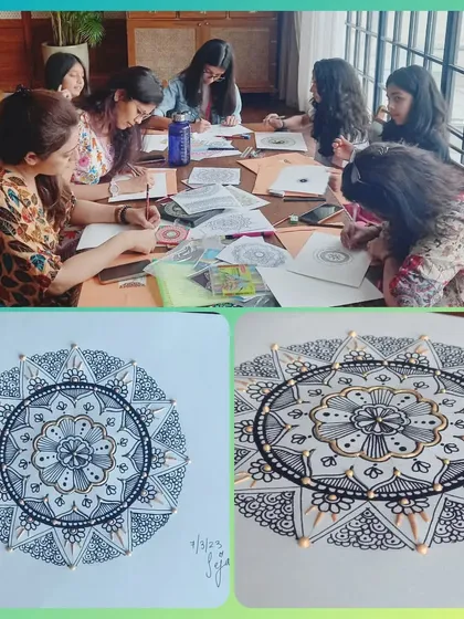 This is from a therapeutic Mandala workshop I hosted. The process of creating these intricate patterns is incredibly calming and meditative. It’s a perfect activity for a relaxing get-together or a corporate wellness event.