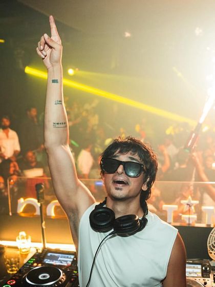 A shot from my show at Millers Luxury Club in Pune, with pyrotechnics lighting up the stage. I always aim to create a blockbuster night with a full sensory experience.