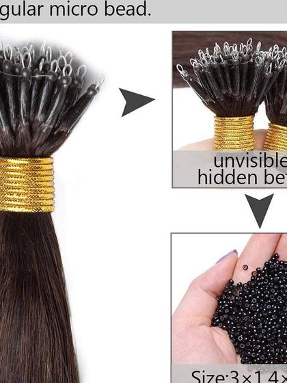 An infographic explaining how our nano-tip extensions are smaller than regular microbeads, offering a more invisible and hidden application.