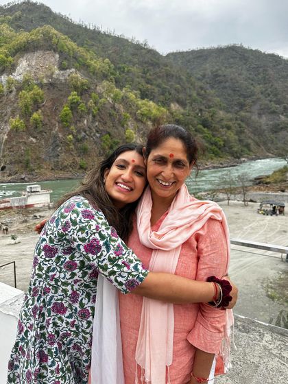 A heartfelt hug with one of the respected elders at the ashram. I feel so much love and gratitude for the wisdom shared in these sacred spaces.