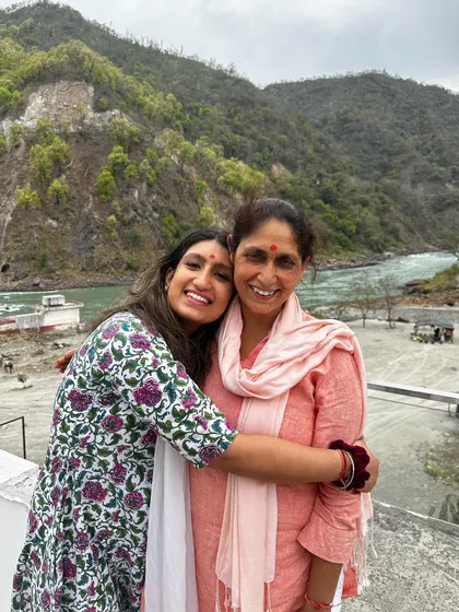 A heartfelt hug with one of the respected elders at the ashram. I feel so much love and gratitude for the wisdom shared in these sacred spaces.