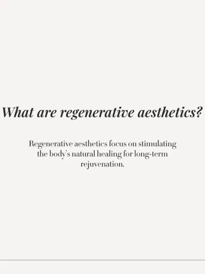 What are regenerative aesthetics? This graphic defines the concept, focusing on stimulating the body's natural healing for long-term results, rather than temporary fixes.