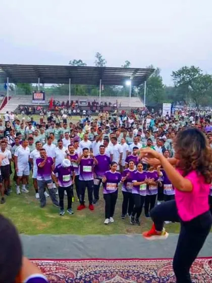 A view from the stage at the Ambala Integrity Run. Leading this huge crowd in a Zumba warm-up was an electrifying experience.
