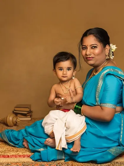 The story continues. From maternity to motherhood, I love capturing the journey, like this beautiful moment of a mother in a traditional blue saree with her little one dressed as Krishna.