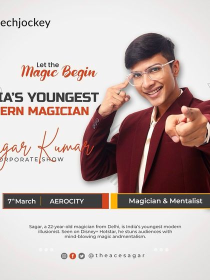 My official poster for a corporate show with Techjockey in Aerocity, Delhi. Let the magic begin.