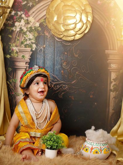 A candid moment of laughter from our little Krishna. I always aim to capture these natural expressions that truly show your child's personality.