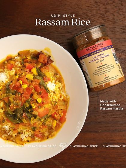 A comforting bowl of Udupi-style Rasam Rice, made with my signature Rasam Masala. It’s a complete meal that brings the authentic flavours of South Indian home cooking to your dining table.