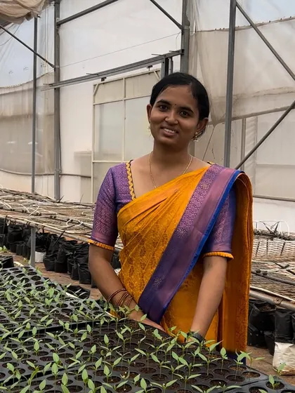 Meet Kavya, our Senior Production In-charge, standing proudly in our nursery. Her hard work and attention to detail ensure that every seedling gets the best possible start.