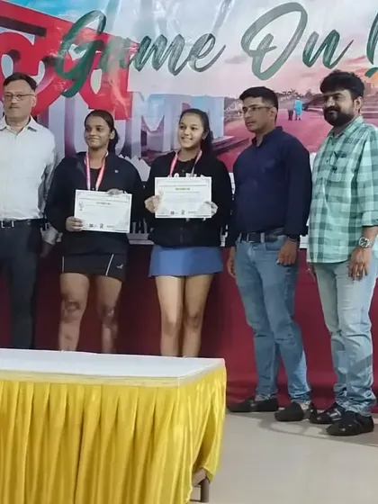 Devanshi Shinde & Mihika Jain receiving their Bronze Medal for women’s doubles at the Maharashtra State Open tournament.