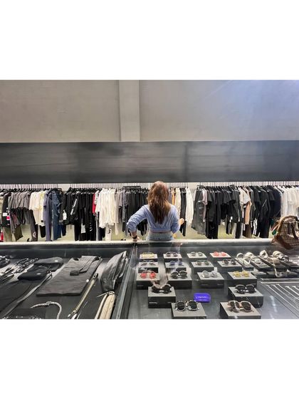 A typical day for me, sourcing outfits and accessories for a project. This was taken during a work trip to Dubai, browsing through racks to find the perfect pieces.