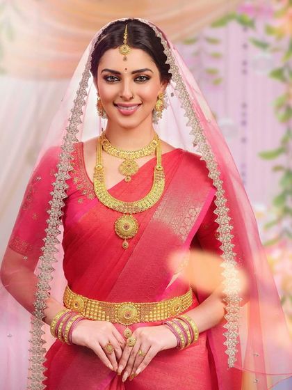 The same look, but with the addition of a delicate veil, adding a layer of traditional modesty and grace to the bridal ensemble.