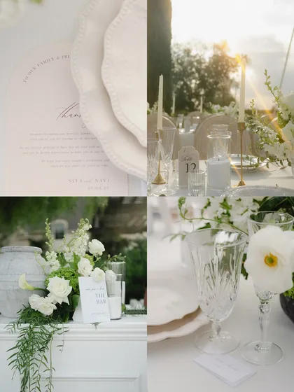 The art is in the details. From the stationery to the floral arrangements, every element of Nita and Navi's California wedding was curated for an elegant, cohesive aesthetic.