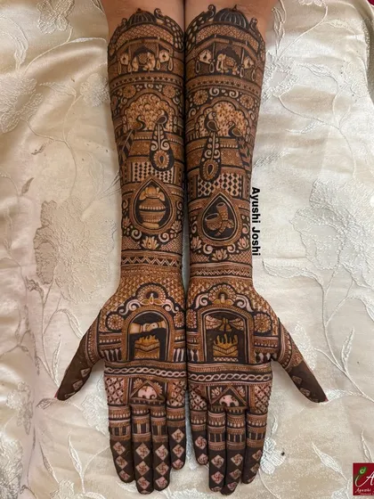 A slightly different angle, highlighting the symmetry and flow of the design across both arms.