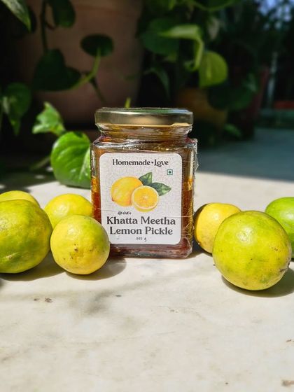 Our Khatta Meetha Lemon Pickle basking in the sun. Made with fresh lemons, it’s a perfect mix of sweet and sour that brings a little bit of sunshine to any meal.
