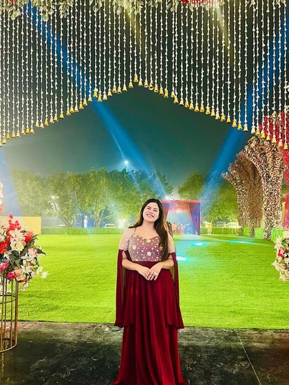 Another look at the stunning decor for the silver jubilee. The hanging bells and spotlights created a magical entrance.